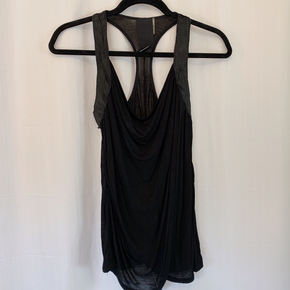 Heather Black Leather Trim Tank - Size Small